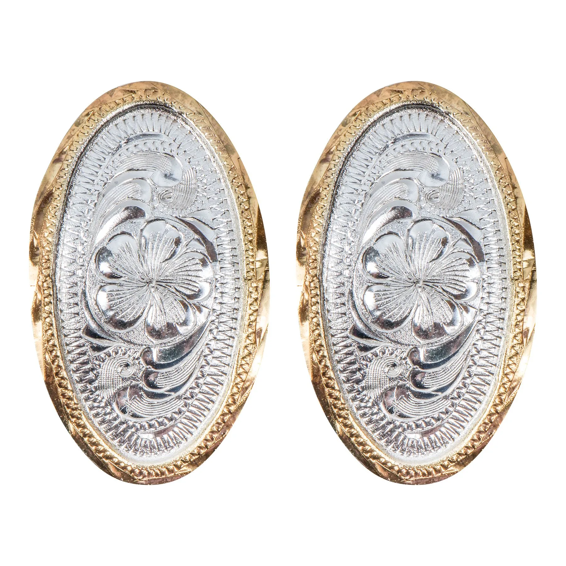 Schneiders Arab Concho Silver Plate Small Oval Gold Edge 1 Schneiders Arab Concho Silver Plate Small Oval Gold Edge